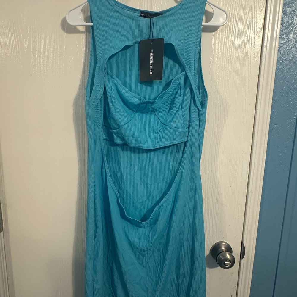 PrettyLittleThing Turquoise Backless Dress